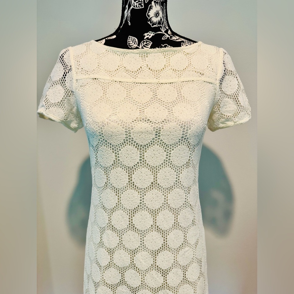 Vintage crochet/60’s inspired white polka dot dress - Picture 3 of 13